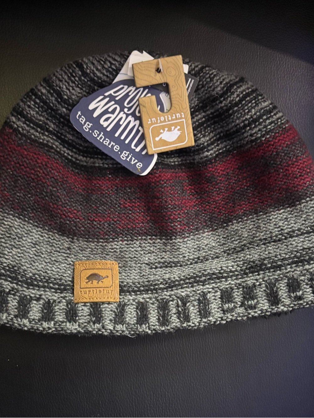 Turtlefur Lambswool Fleece Striped Aztec Beanie